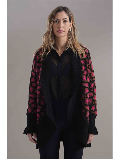 Cardigan in misto lana Love To Love by Gai Mattiolo | LV2019BRONZO/NERO/FUXIA